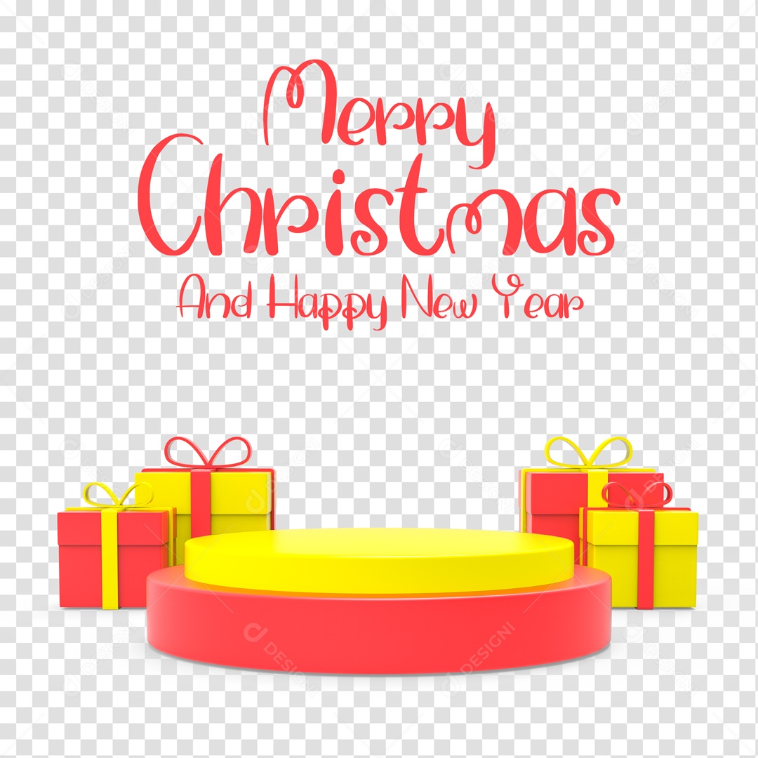 Elemento 3D Para Composição Podium Merry Chistmas Feliz Natal PSD