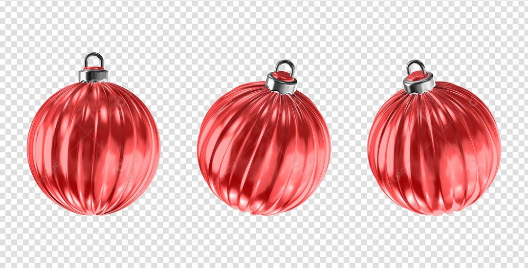 Elemento 3D Para Composição Confeites De Arvore De Natal Vermelho PSD
