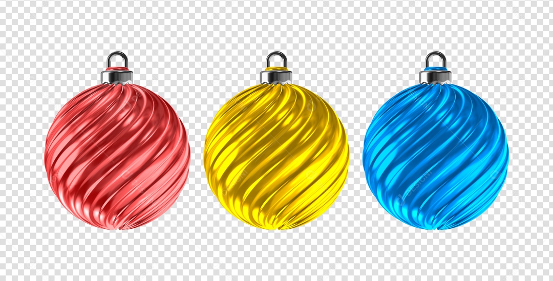 Elemento 3D Para Composição Confeites De Arvore De Natal Coloridas PSD