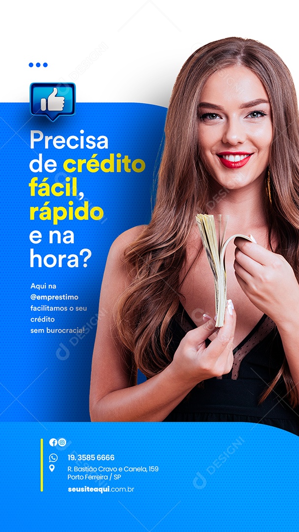 Story Precisa de Crédito Fácil Rápido e Na Hora Empréstimo Social Media PSD Editável