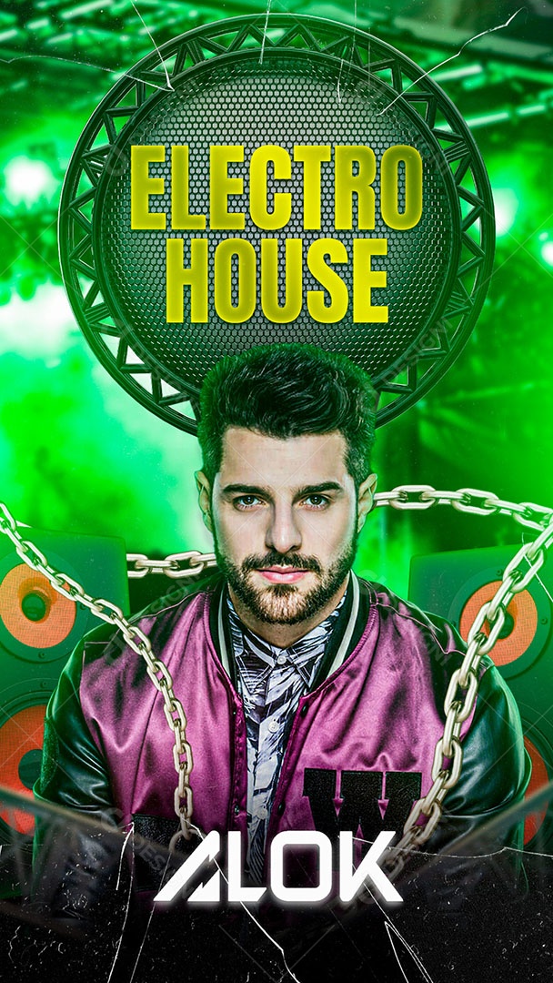 Flyer Electro House Dj Alok Story Social Media PSD Editável