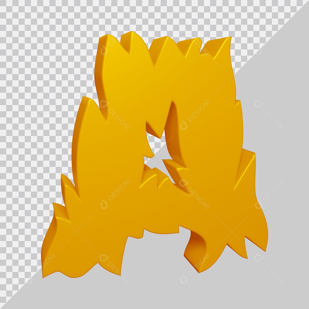 Elemento 3D Para Composição Letra A Dourado PSD