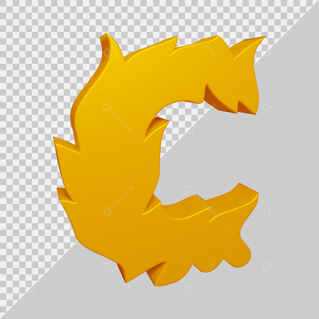 Elemento 3D Para Composição Letra C Dourado PSD