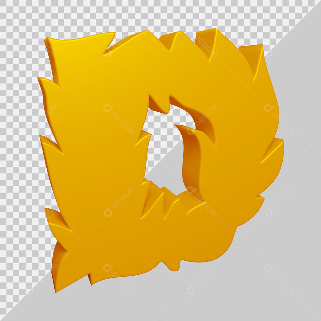 Elemento 3D Para Composição Letra D Dourado PSD