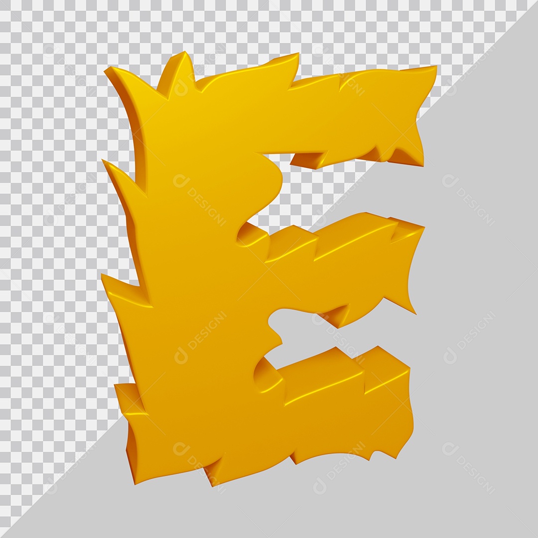 Elemento 3D Para Composição Letra E Dourado PSD