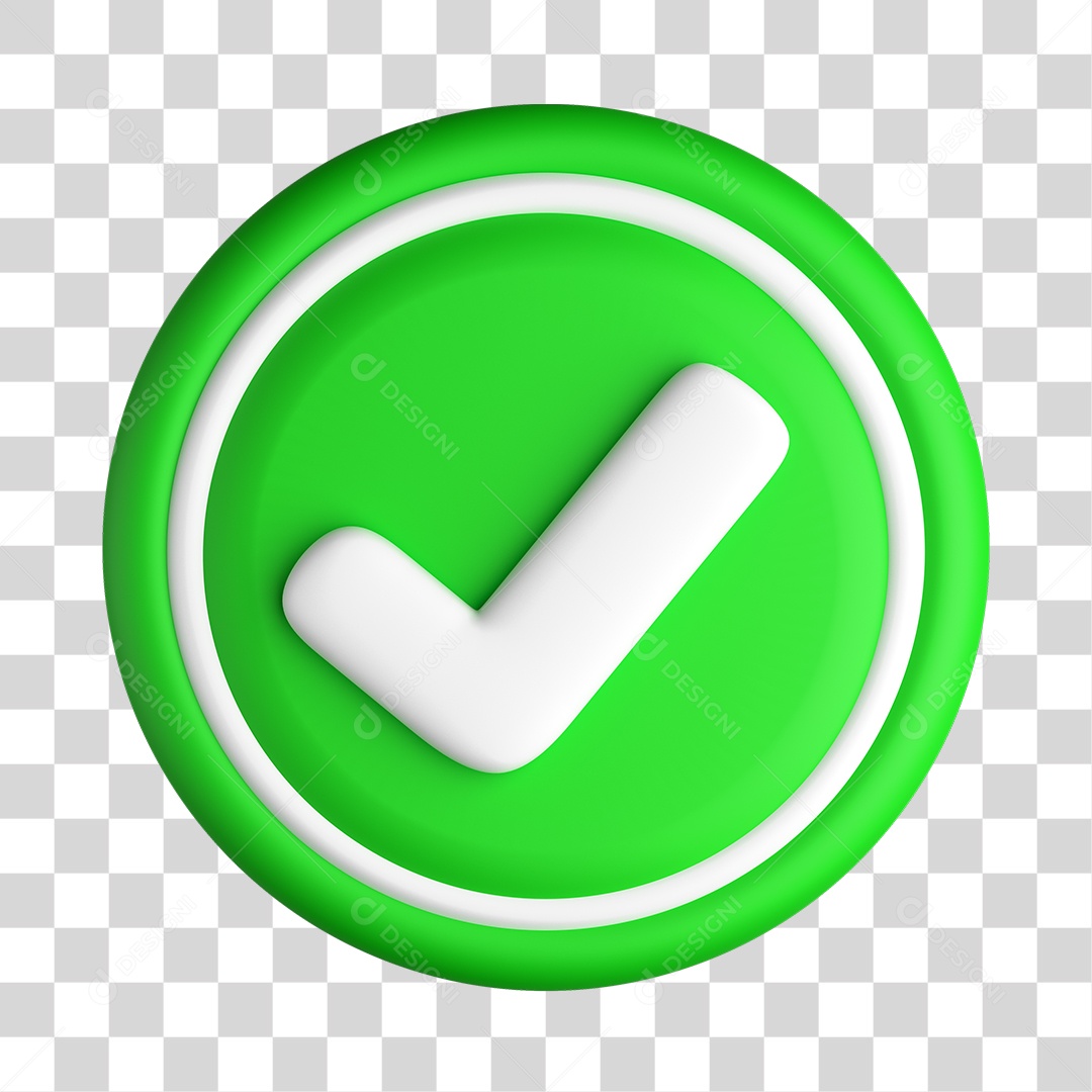 Ícone Check Certo PNG 3D Sem Fundo