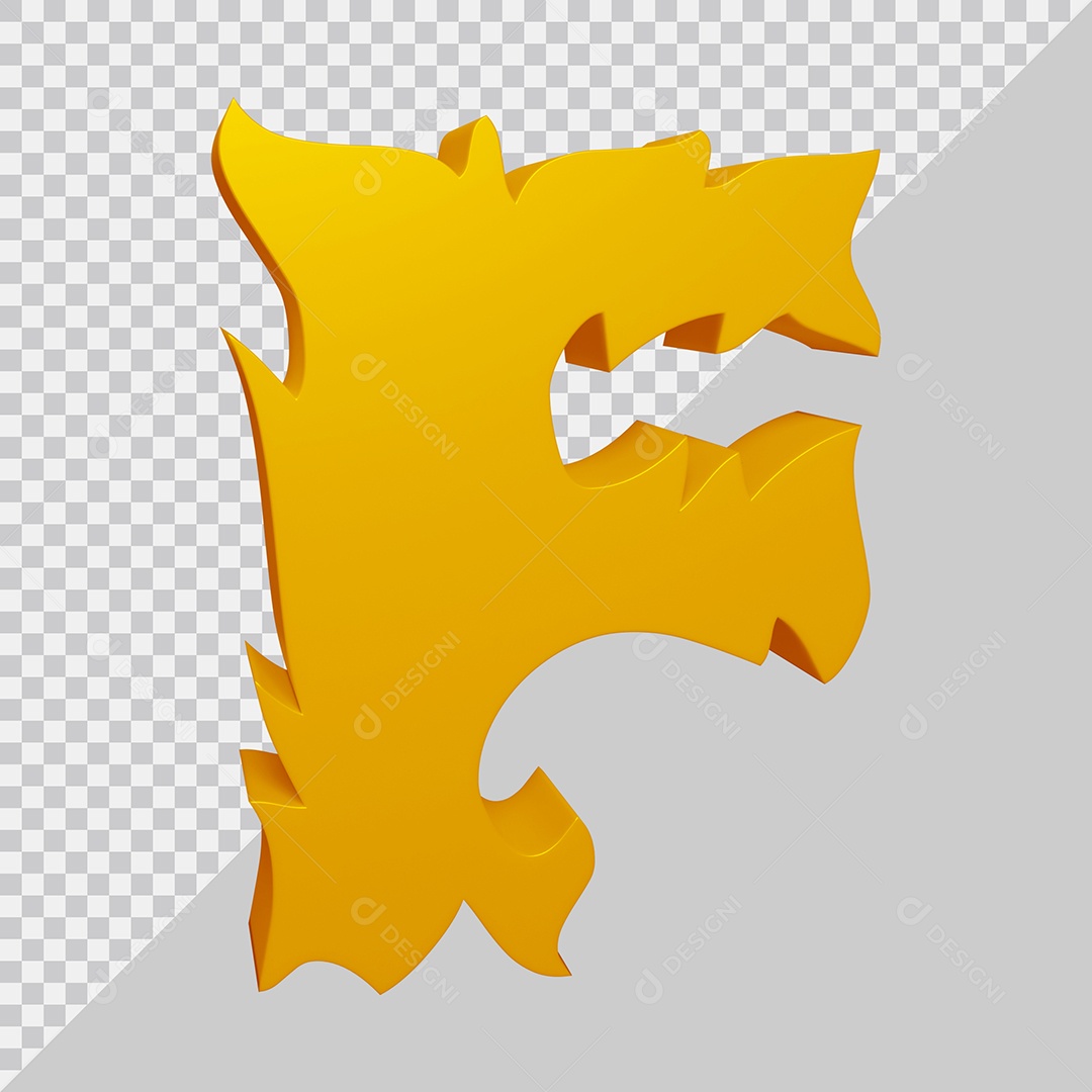 Elemento 3D Para Composição Letra F Dourado PSD