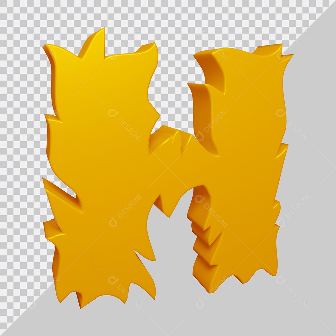 Elemento 3D Para Composição Letra H Dourado PSD