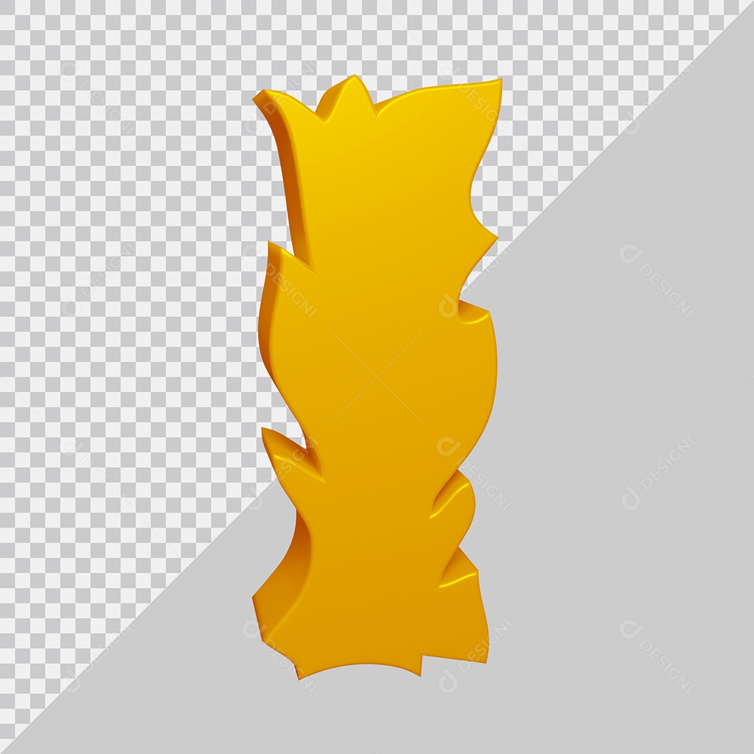 Elemento 3D Para Composição Letra I Dourado PSD