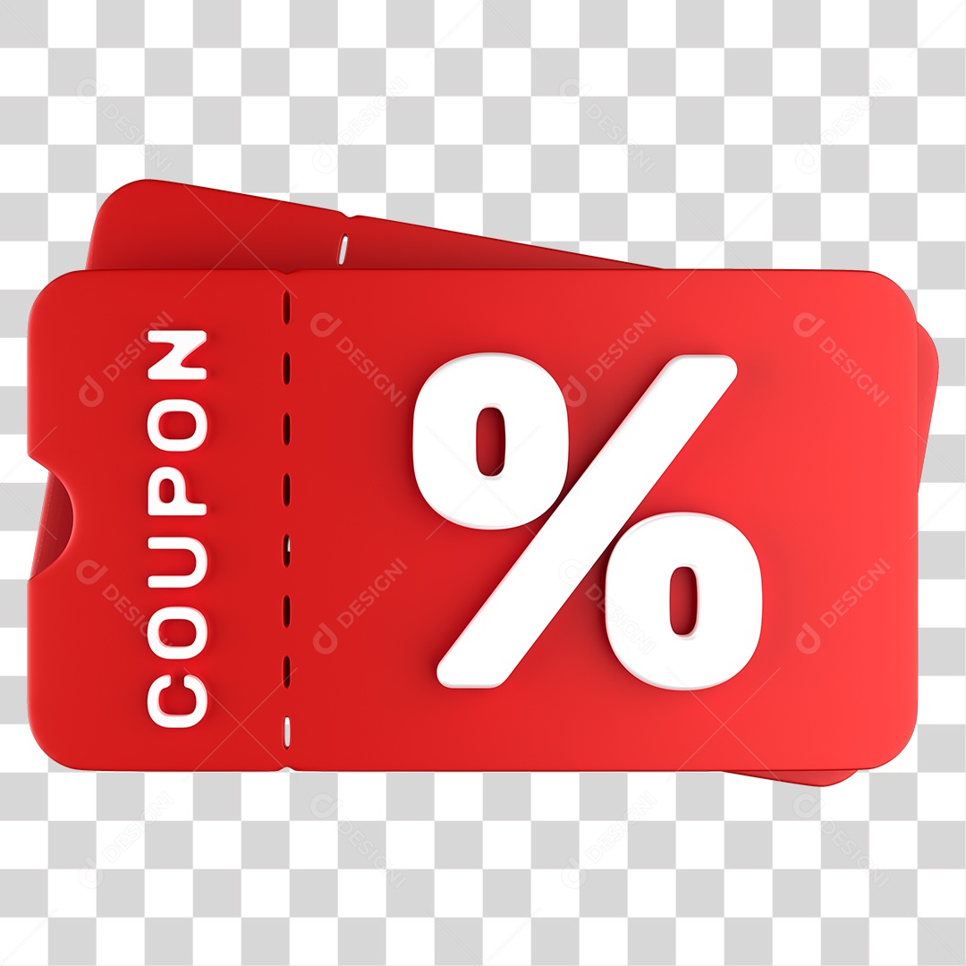 Ícone Cupom de Desconto 3D PNG Sem Fundo