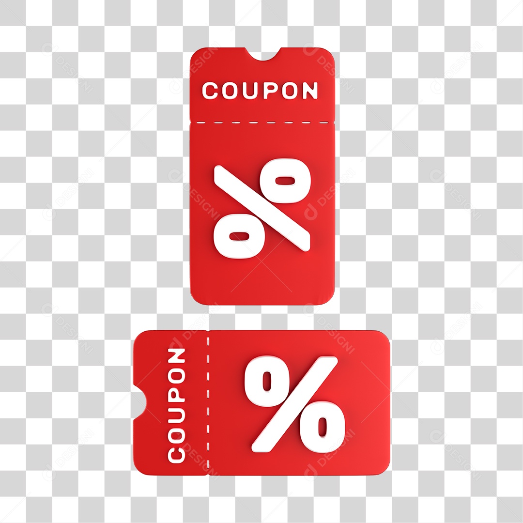 Ícone Cupom de Desconto PNG 3D Sem Fundo
