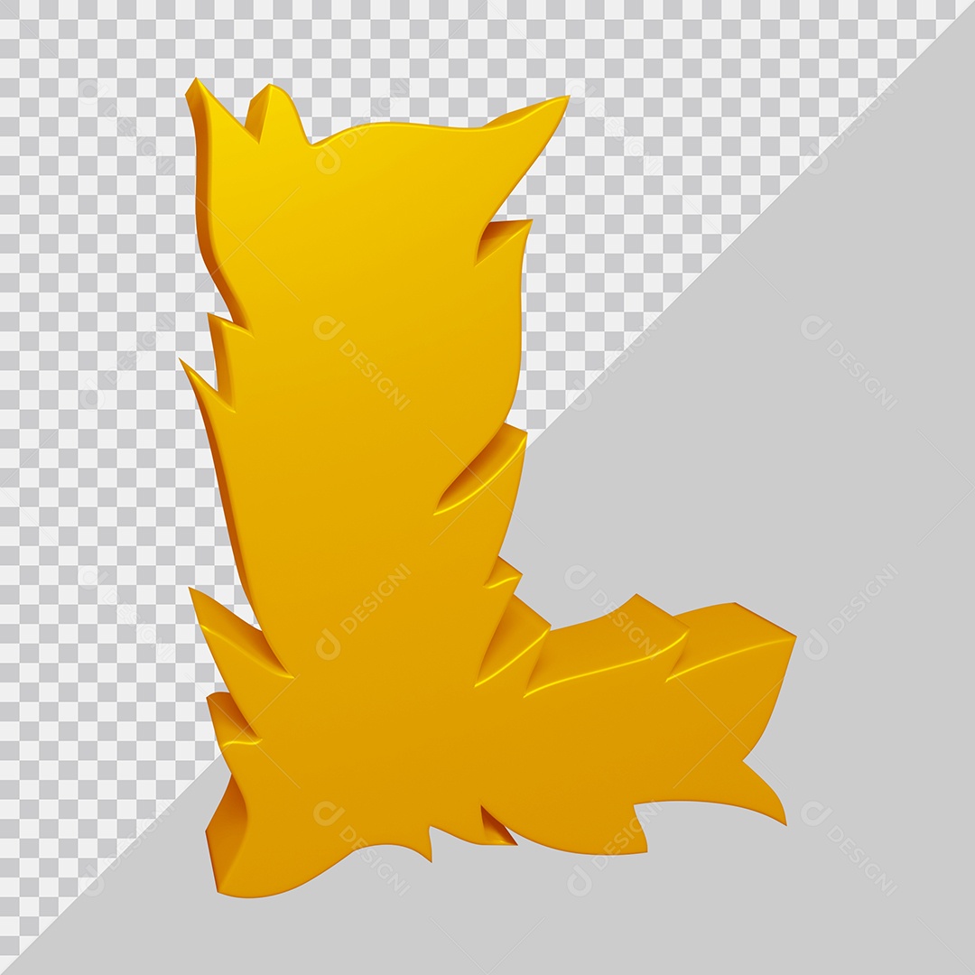 Elemento 3D Para Composição Letra L Dourado PSD