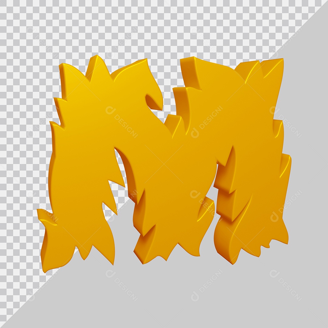 Elemento 3D Para Composição Letra M Dourado PSD