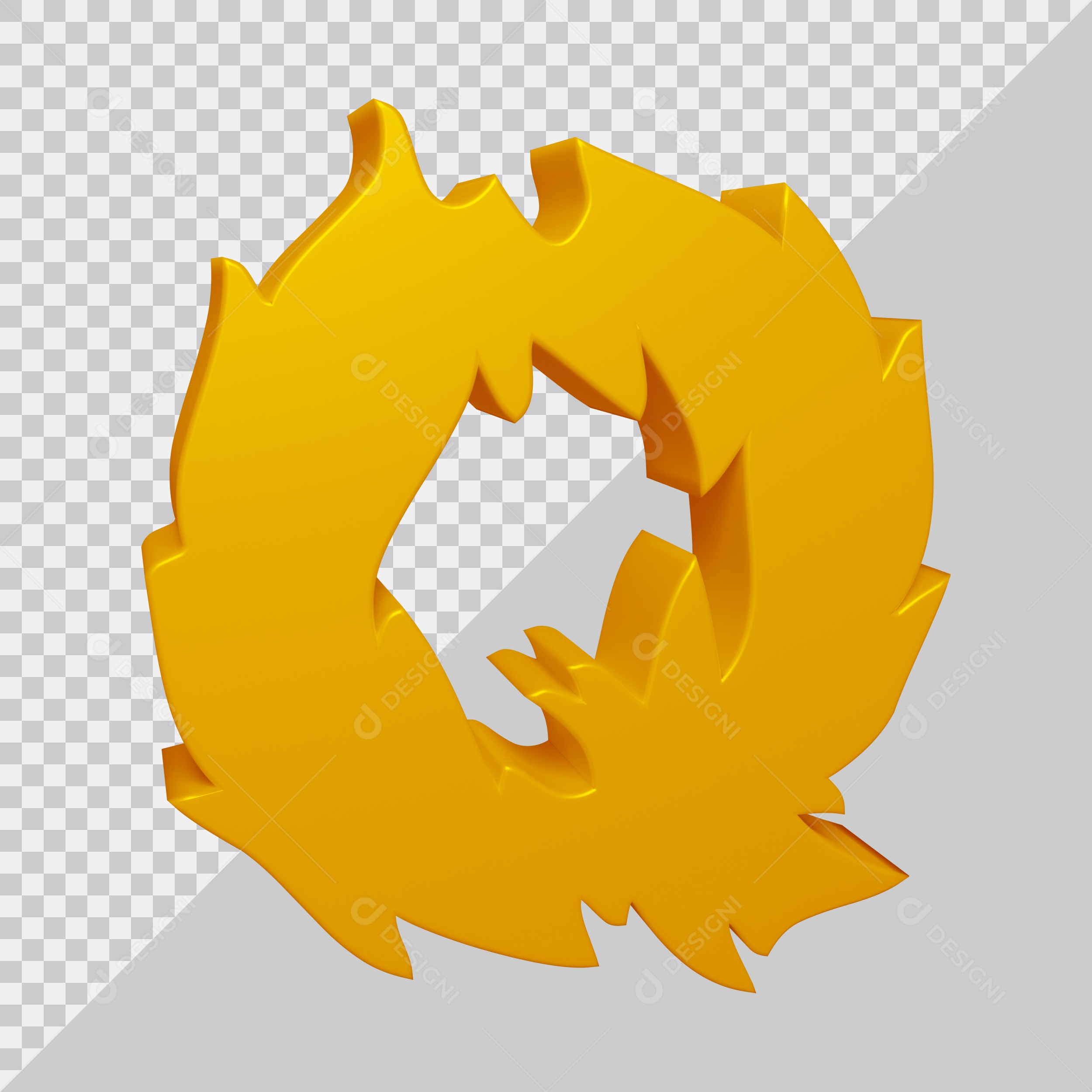 Elemento 3D Para Composição Letra Q Dourado PSD