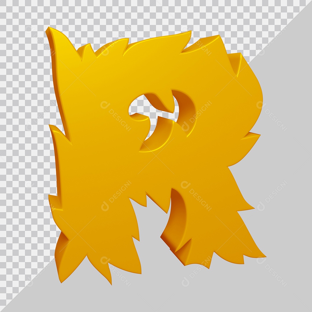 Elemento 3D Para Composição Letra R Dourado PSD