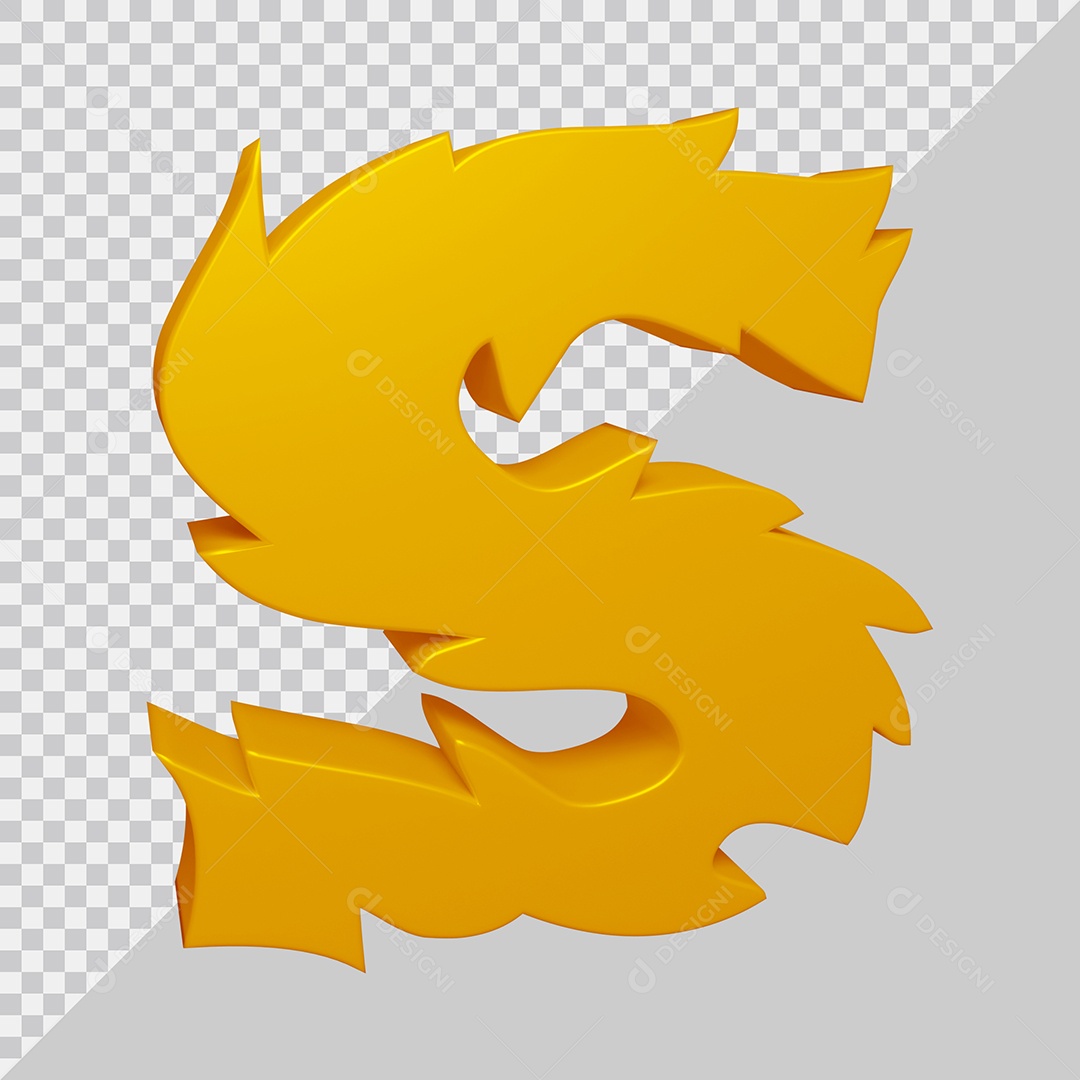 Elemento 3D Para Composição Letra S Dourado PSD