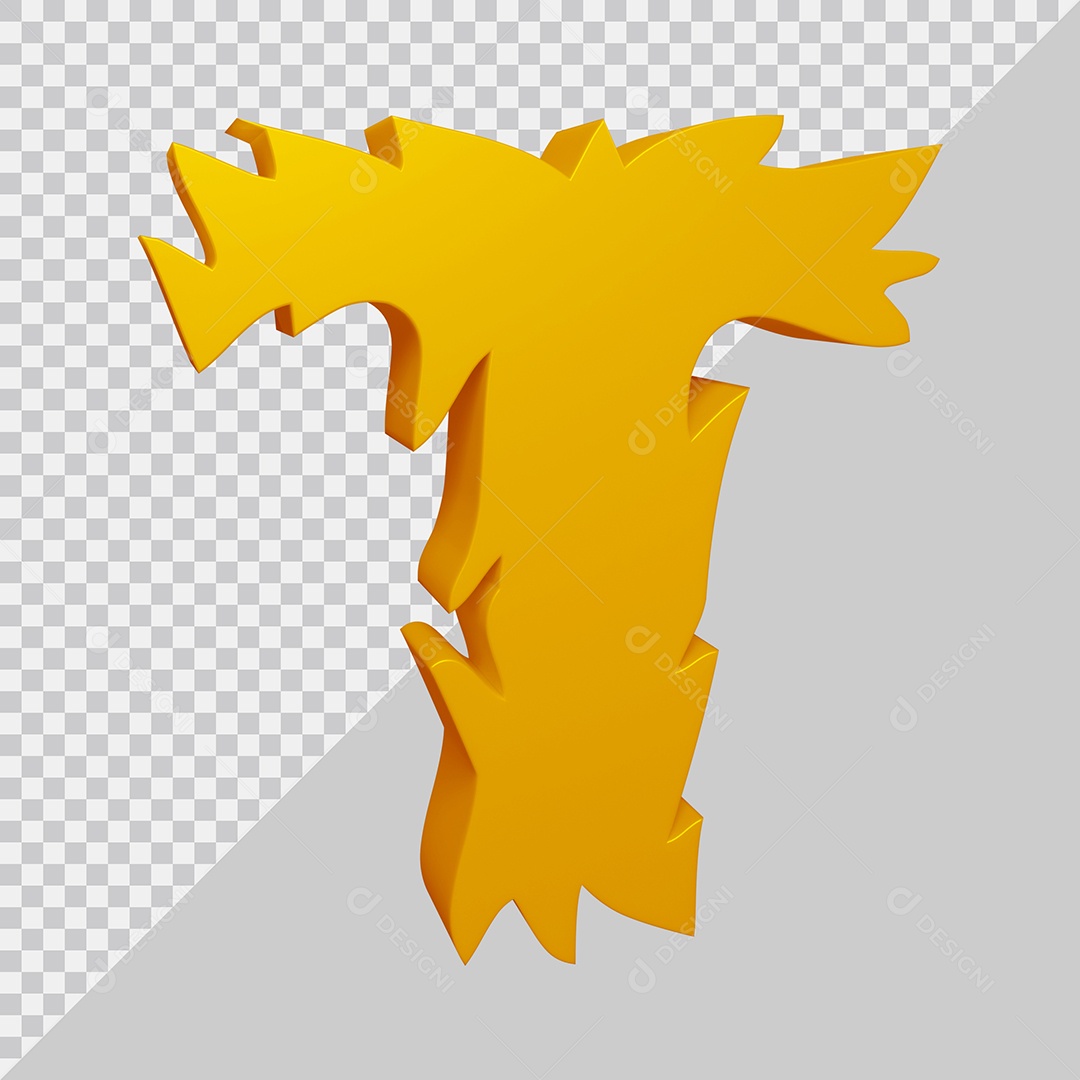 3D Element For Composition Letter T Golden PSD