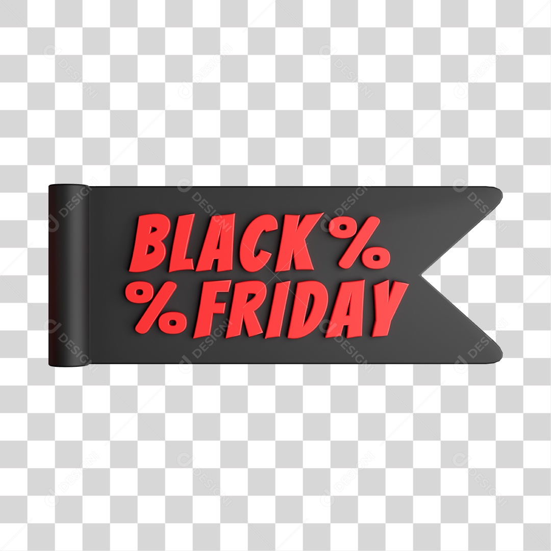 Ícone Etiqueta de Desconto 3D Sem Fundo PNG Black Friday