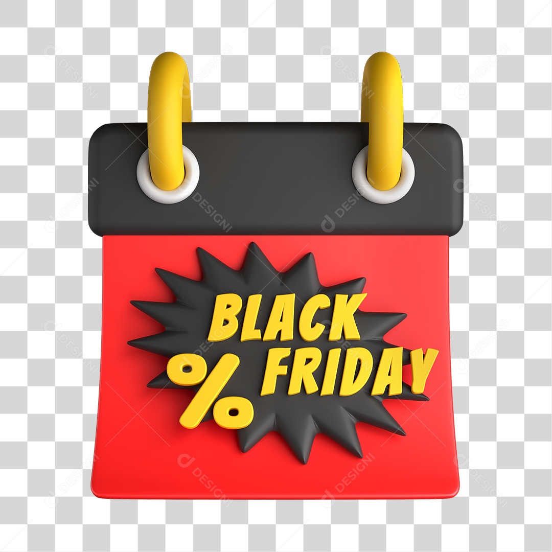 Ícone de Calendário Black Friday 3D PNG Sem Fundo