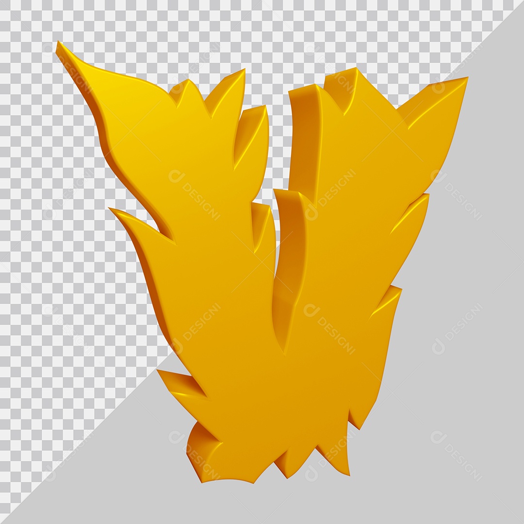 Elemento 3D Para Composição Letra V Dourado PSD