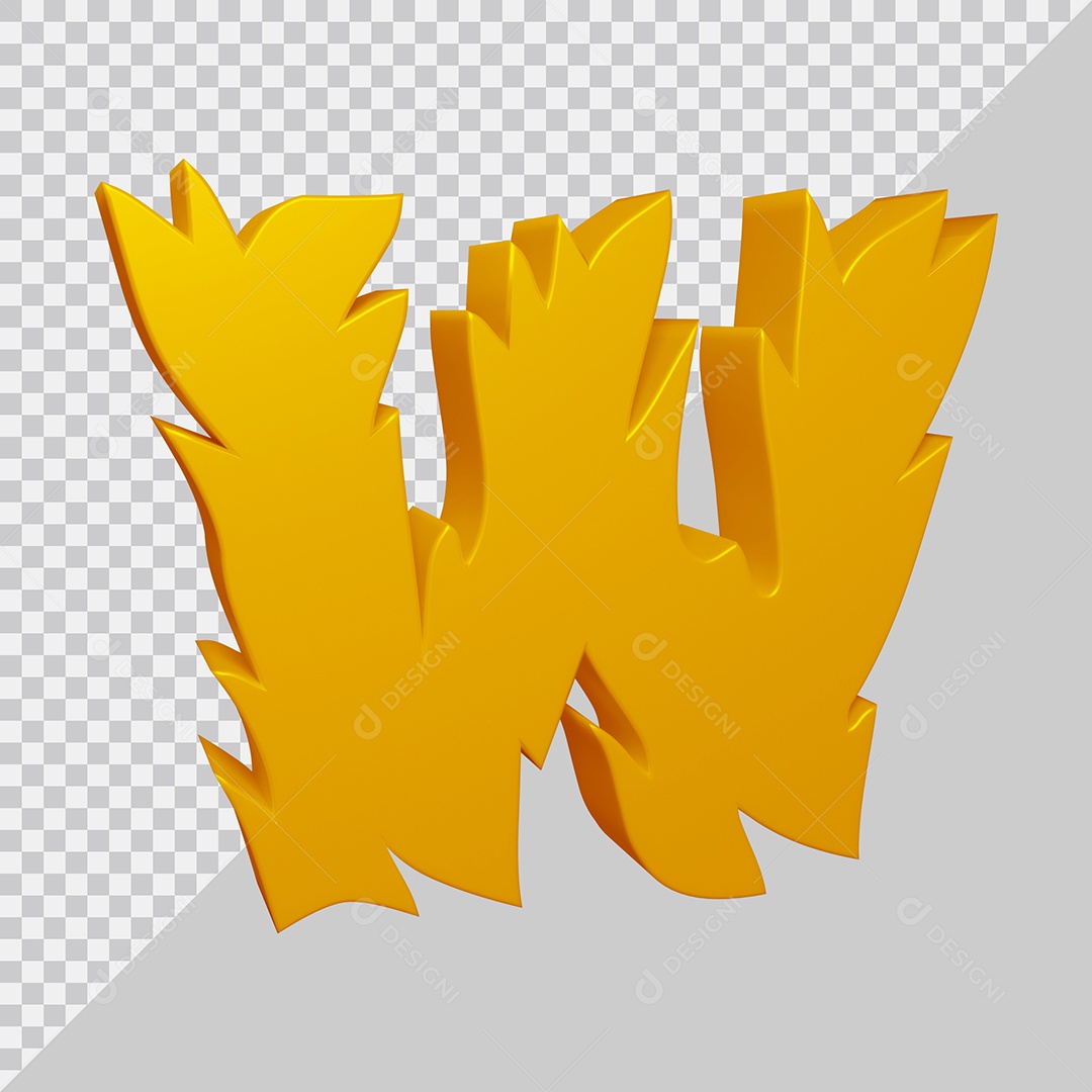 Elemento 3D Para Composição Letra W Dourado PSD