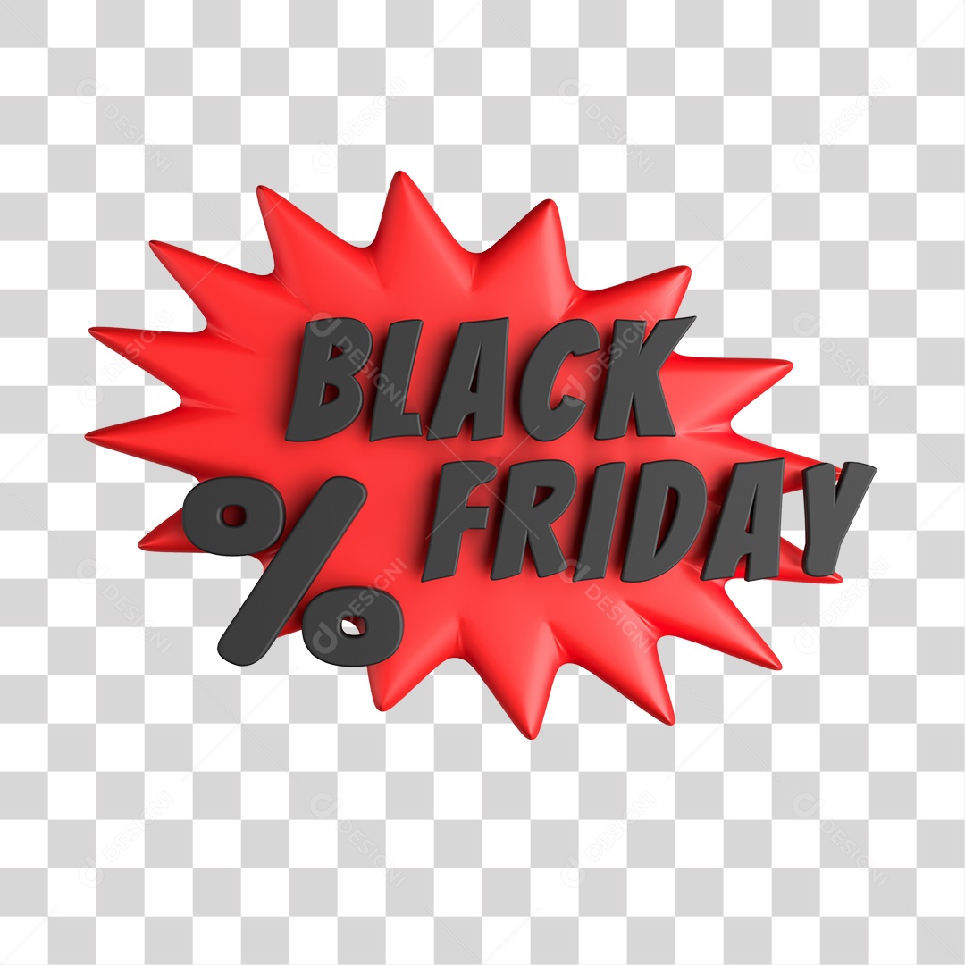 Ícone Black Friday 3D Desconto PNG Sem Fundo