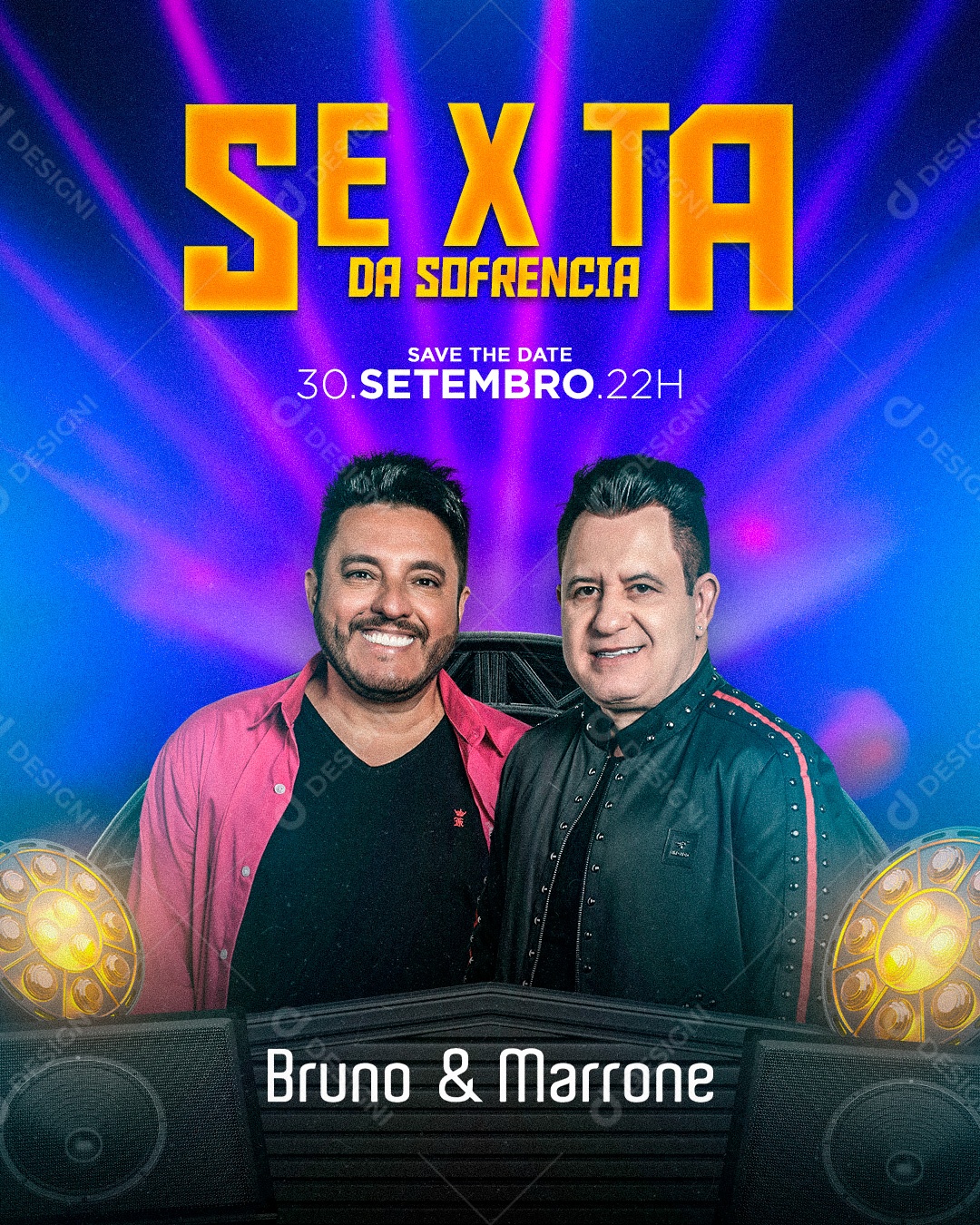 Flyer Show Sexta da Sofrência Bruno e Marrone Social Media PSD Editável