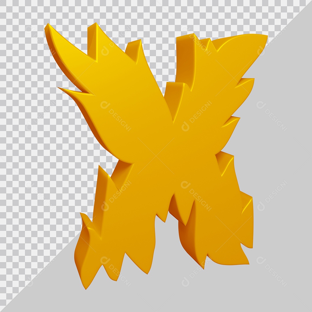 Elemento 3D Para Composição Letra X Dourado PSD