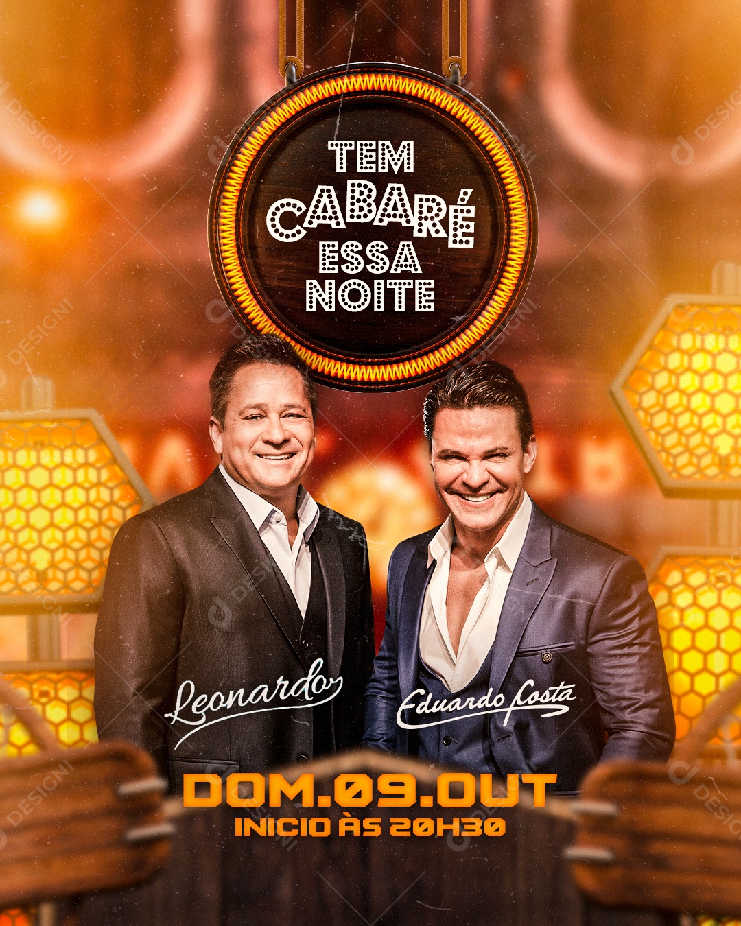 Flyer Show Tem Cabaré Essa Noite Leonardo e Eduardo Costa Social Media PSD Editável