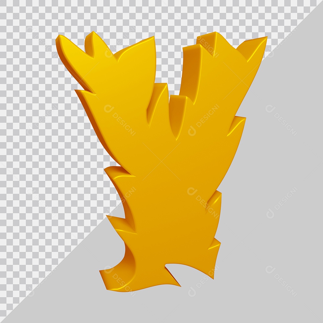 Elemento 3D Para Composição Letra Y Dourado PSD