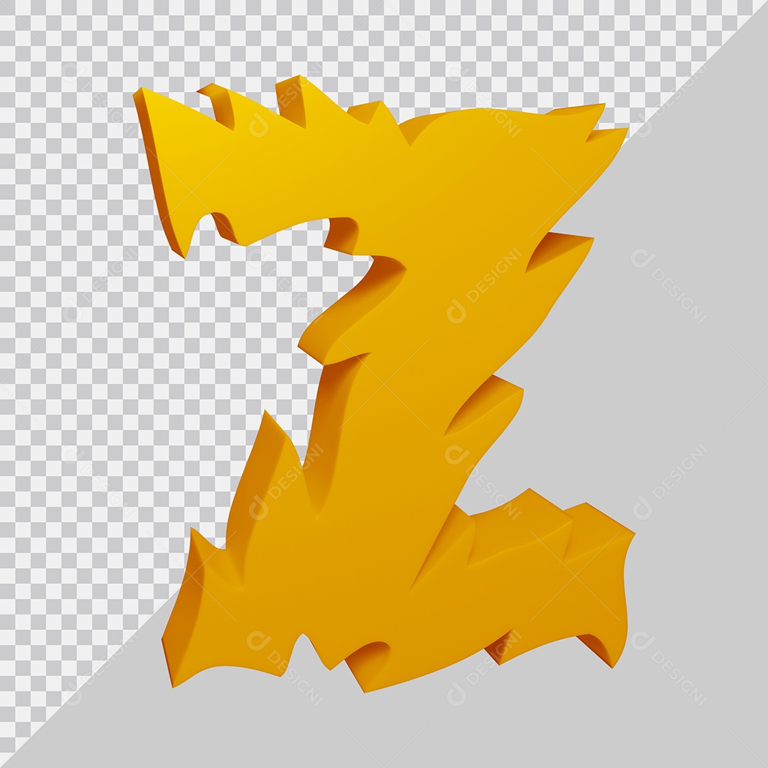 Elemento 3D Para Composição Letra Z Dourado PSD