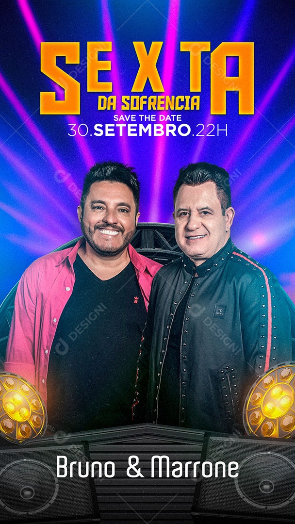 Flyer Show Sexta da Sofrência Bruno e Marrone Story Social Media PSD Editável