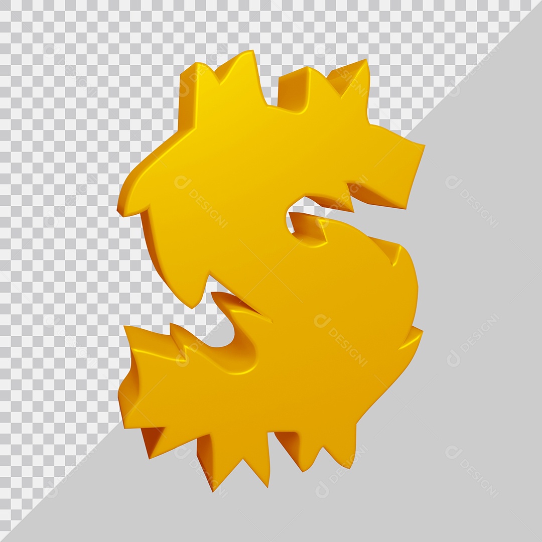 Elemento 3D Para Composição Símbolo do dólar $ Dourado PSD