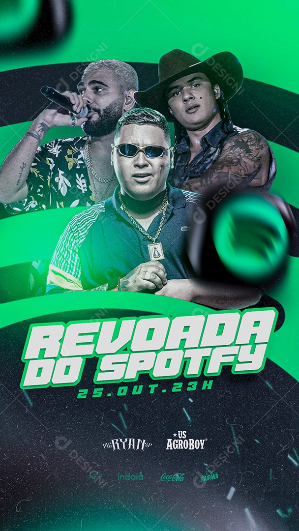 Story Revoada do Spotfy MC Ryan SP e Us Agroboy Flyer Social Media PSD Editável