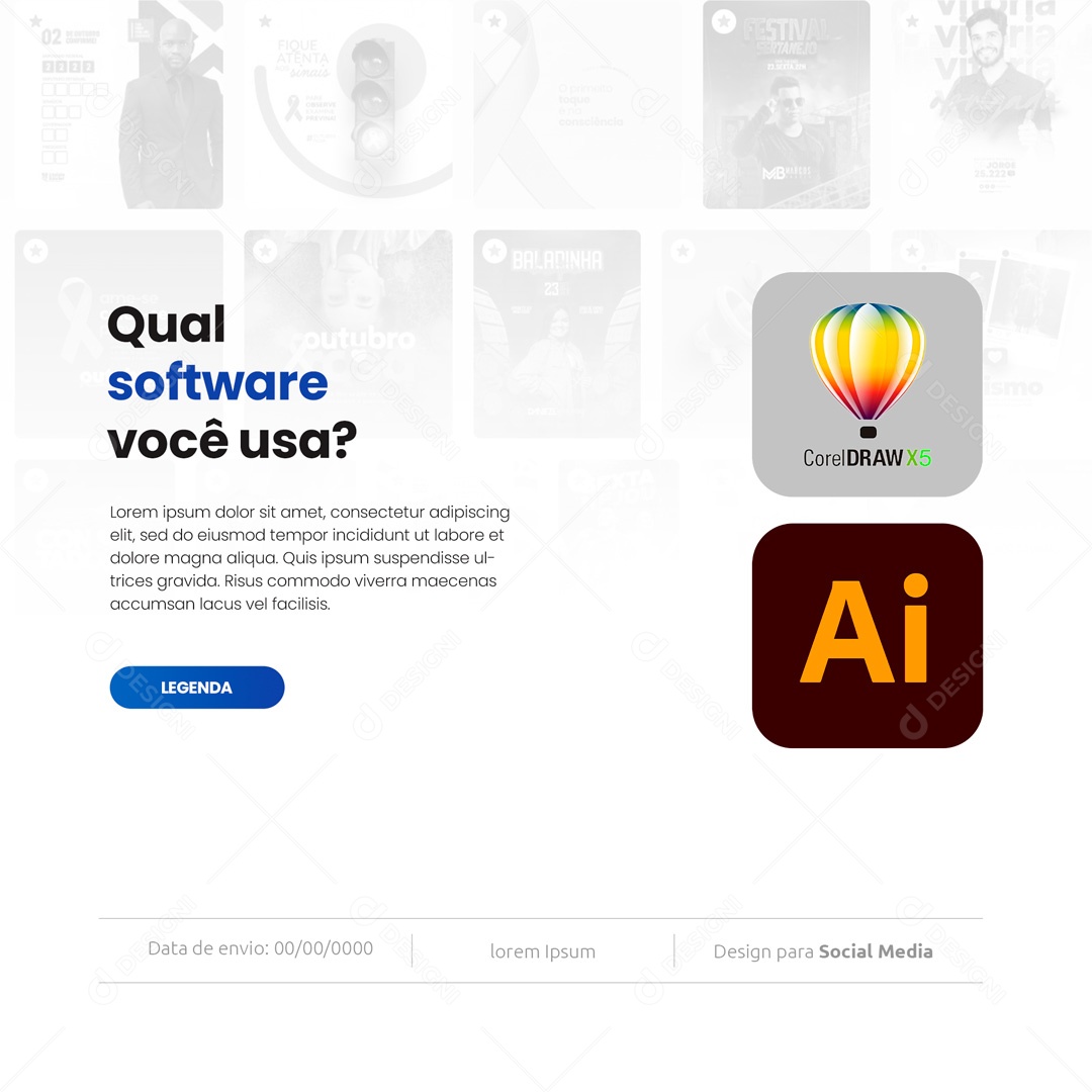 Social Media Design Designer Gráfico Qual Software você usa? PSD Editável