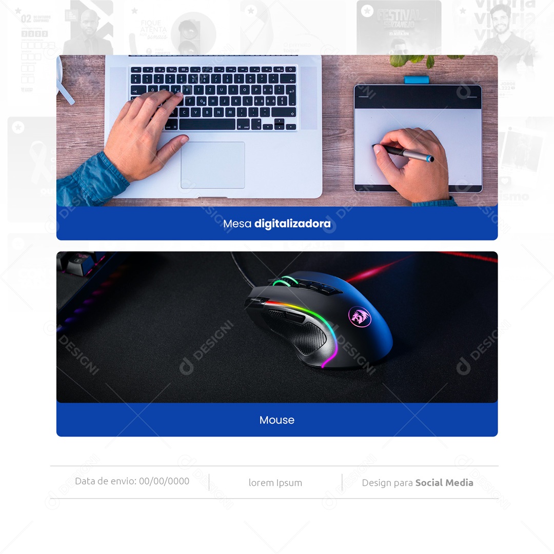 Social Media Design Graphic Designer Tablet or Mouse? Editable PSD