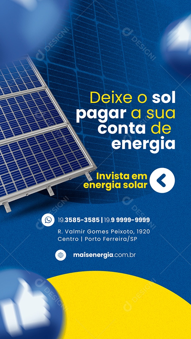 Story Deixe o Sol Pagar a Sua Conta Energia Solar Social Media PSD Editável