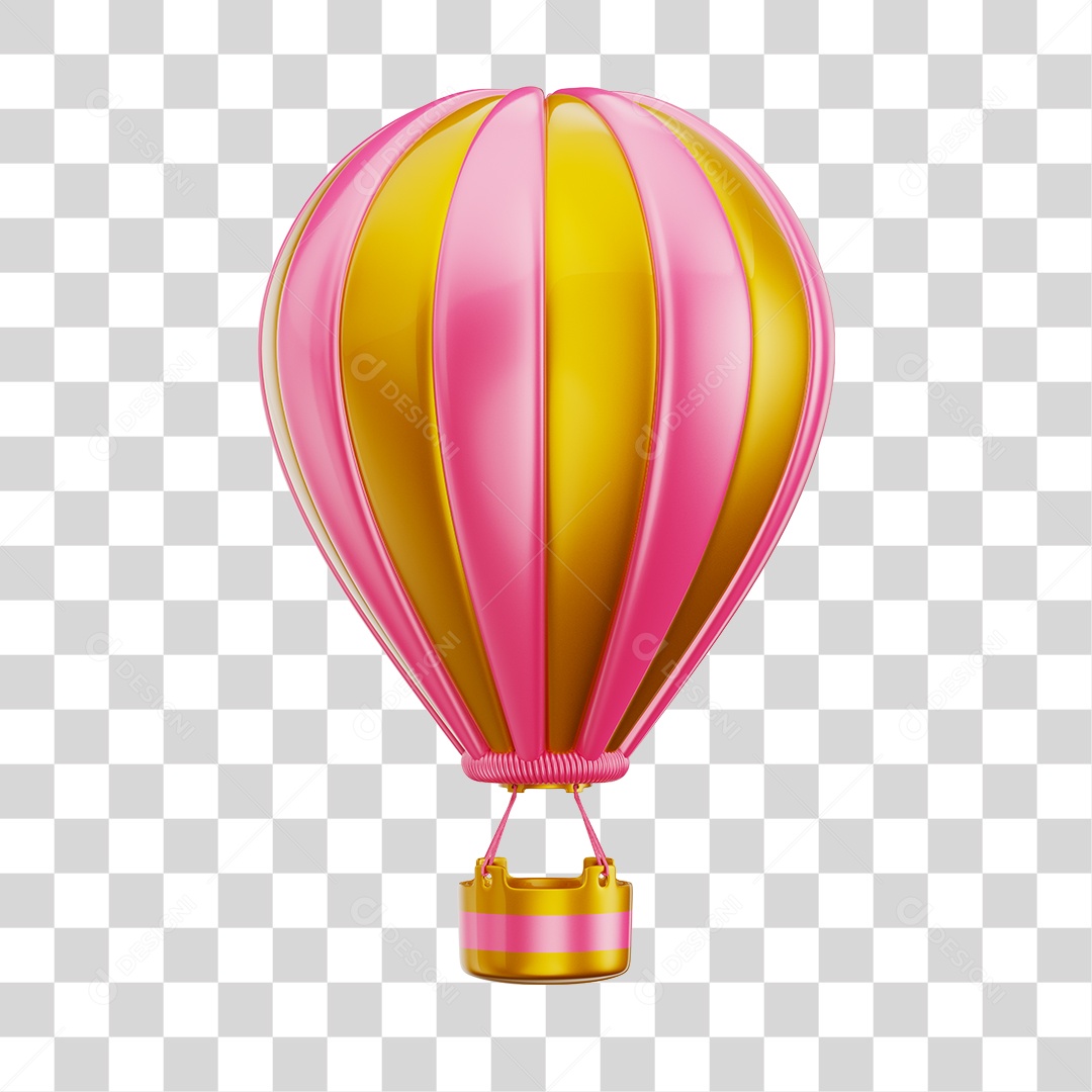 Elemento 3D Balão de Ár Quente Brinquedo Infantil PNG