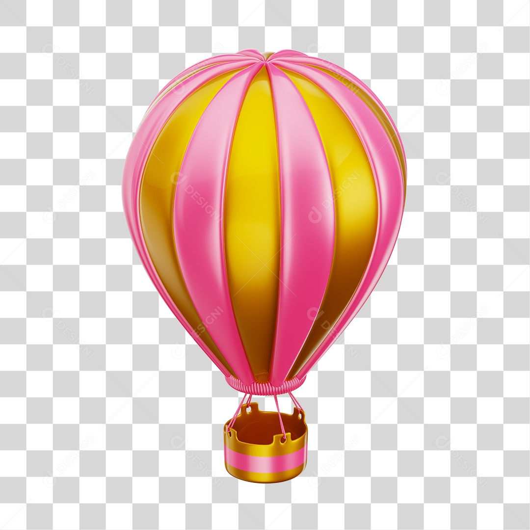 Elemento 3D Balão de Ár Quente Brinquedo Infantil PNG