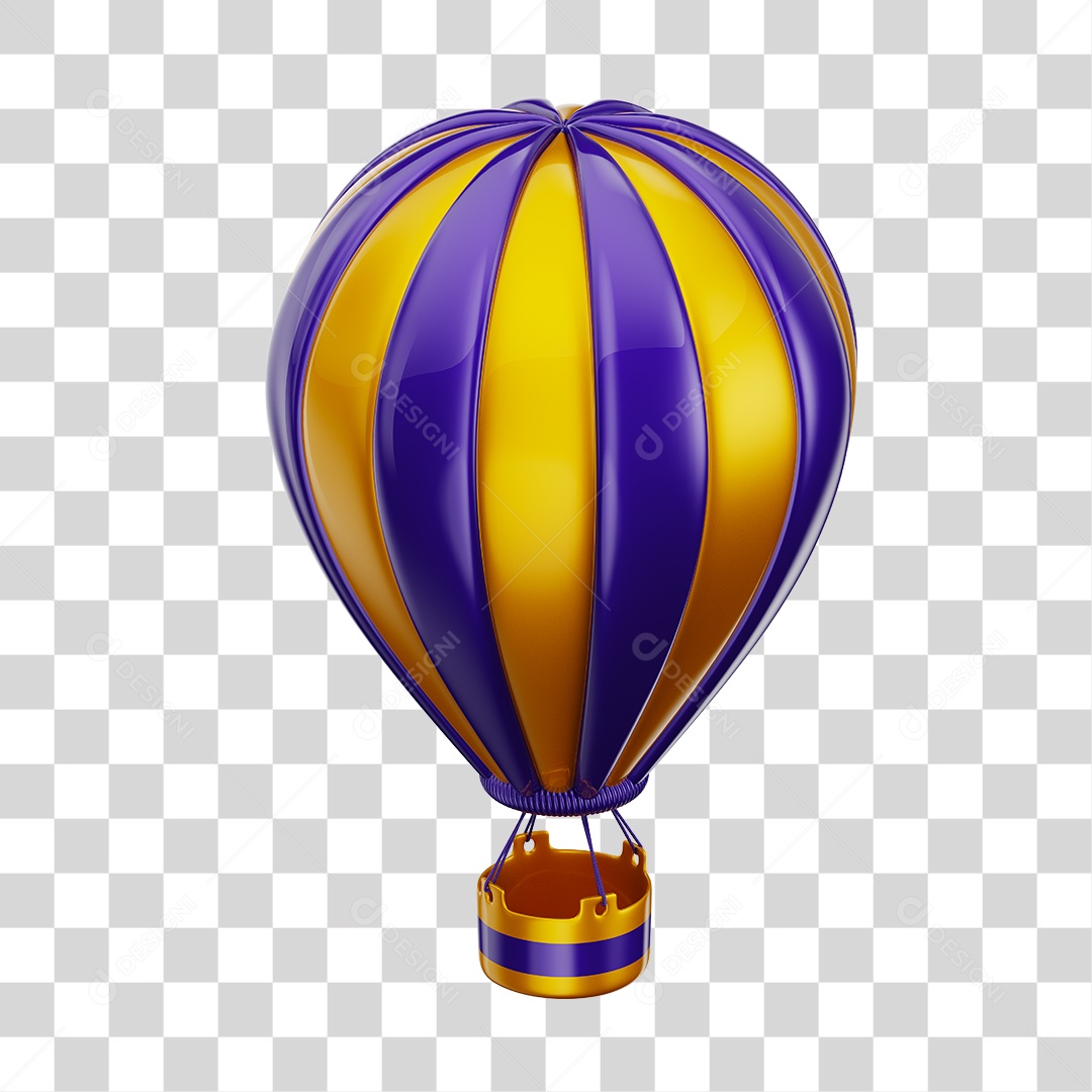 Elemento 3D Balão de Ár Quente Brinquedo Infantil PNG