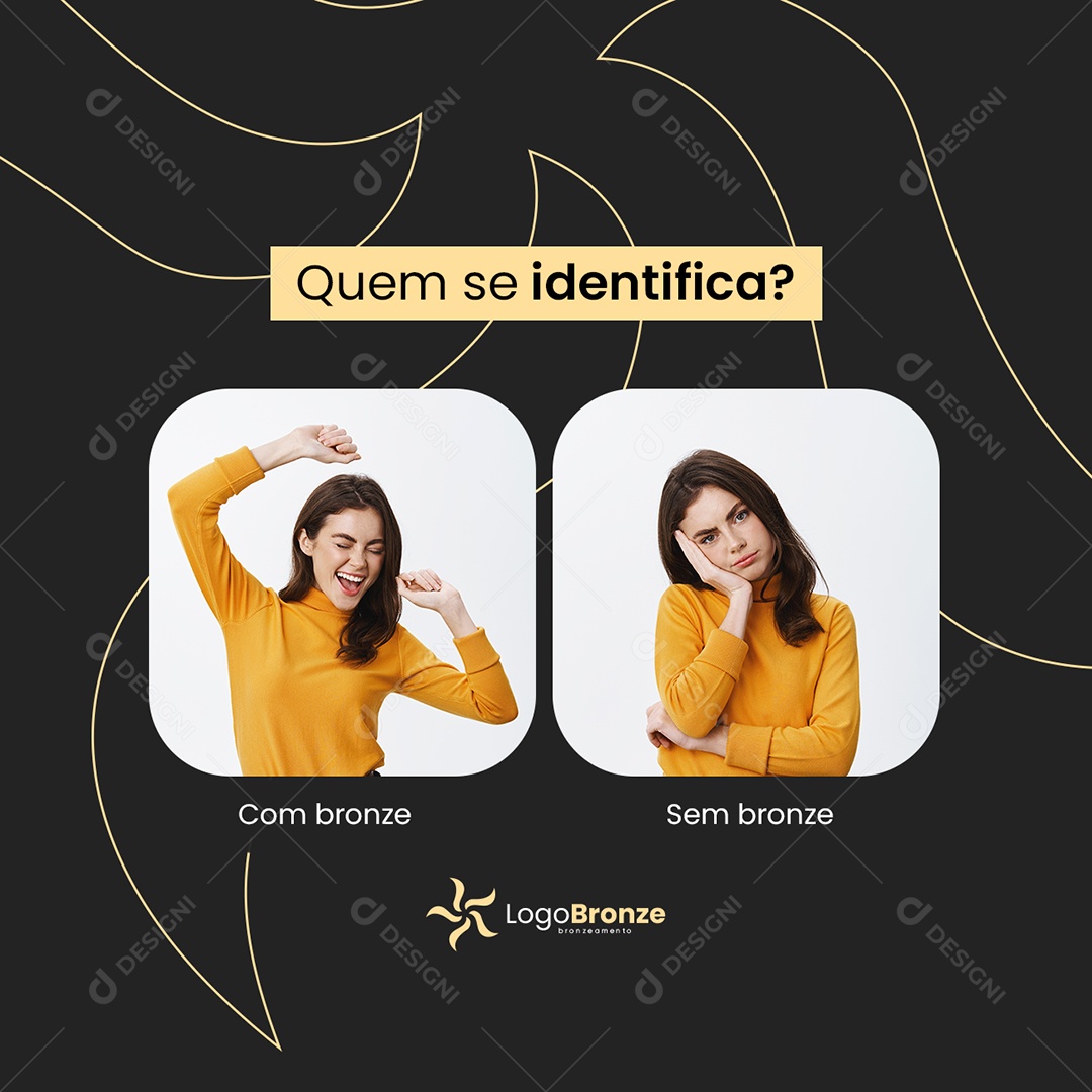 Quem Se Identifica Com Bronze ou Sem Bronze Bronzeamento Social Media PSD Editável