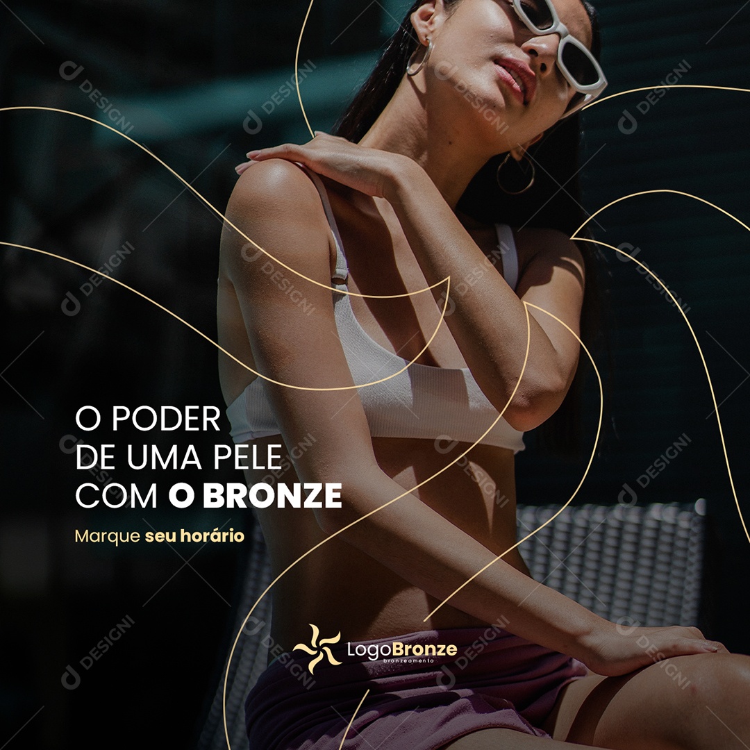 O Poder de Uma Pele Com o Bronze Marque Seu Horário Bronzeamento Social Media PSD Editável