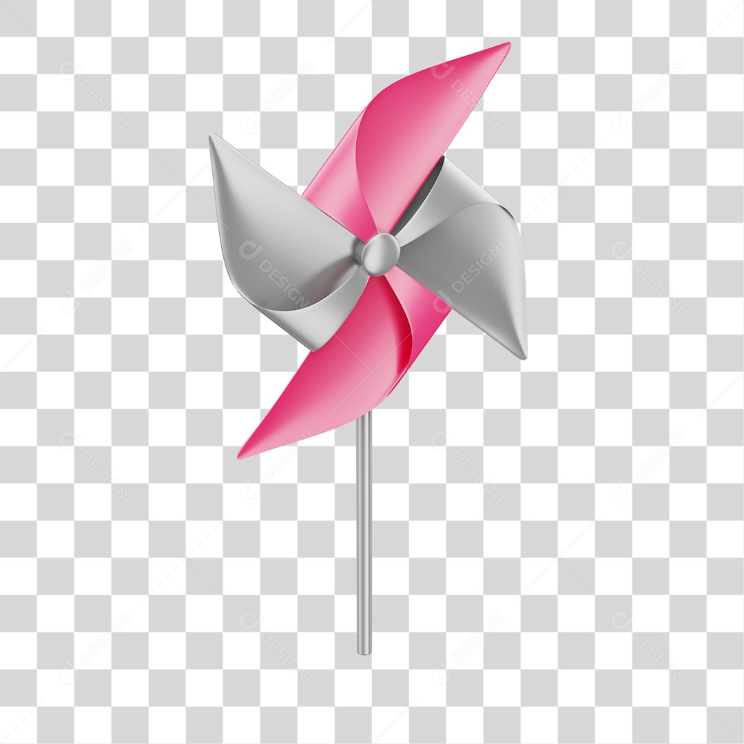 Catavento Colorido  Rosa e Branco Elemento 3D PNG
