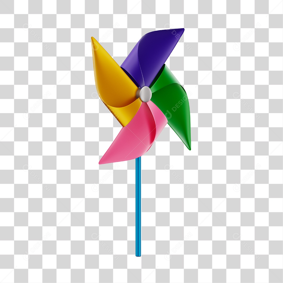 Catavento Colorido Brinquedo Infantil Elemento 3D PNG