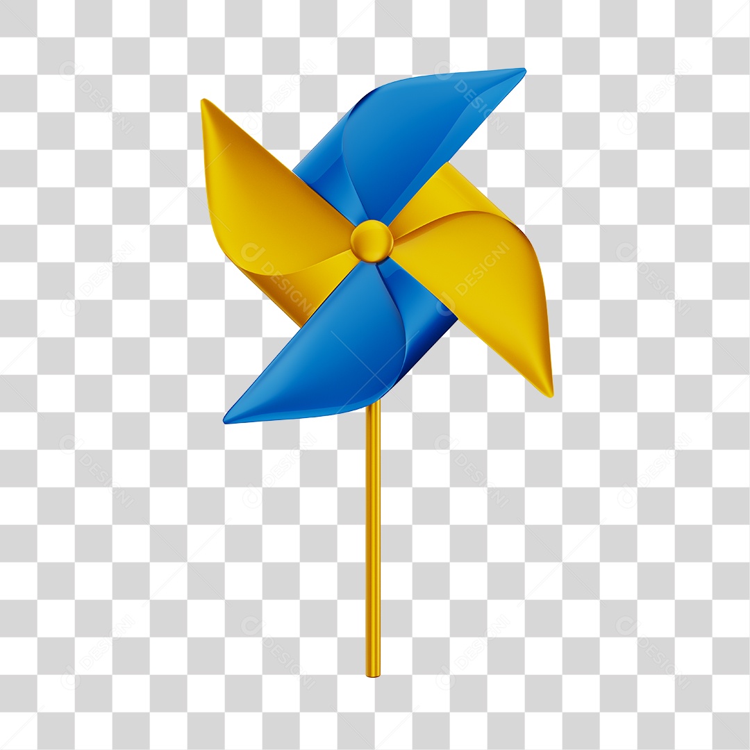 Catavento Colorido Brinquedo Infantil Elemento 3D PNG