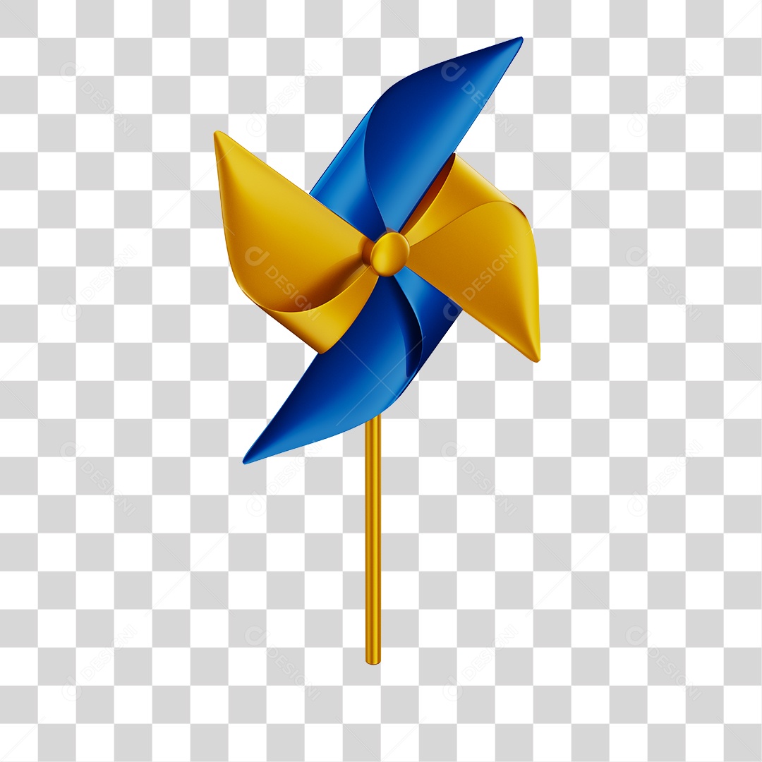 Catavento Colorido Brinquedo Infantil Elemento 3D PNG