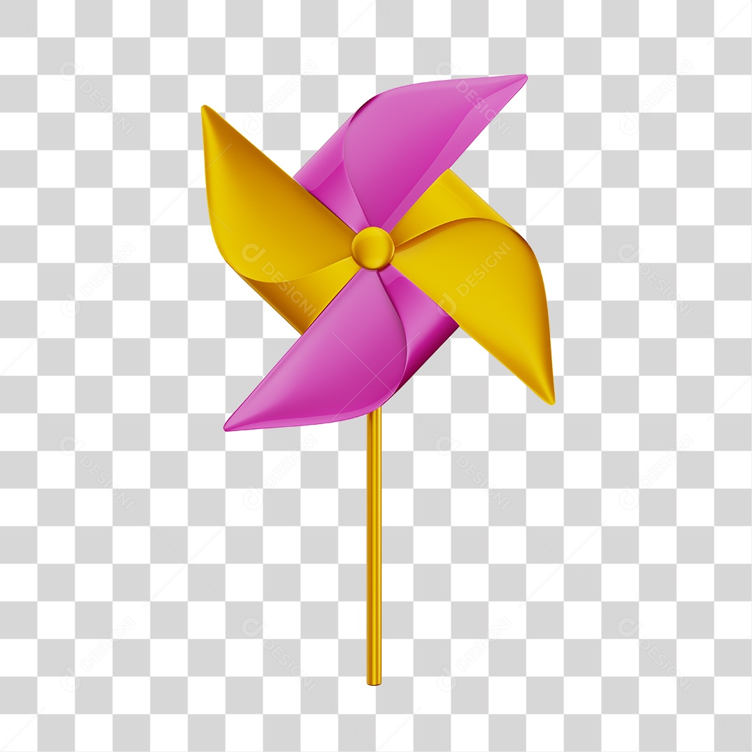 Catavento Colorido Brinquedo Infantil Elemento 3D PNG