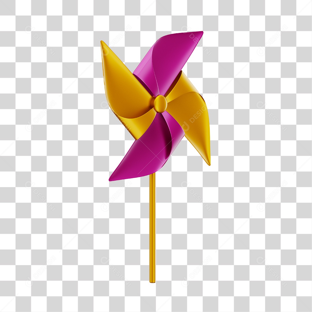 Catavento Colorido Brinquedo Infantil Elemento 3D PNG