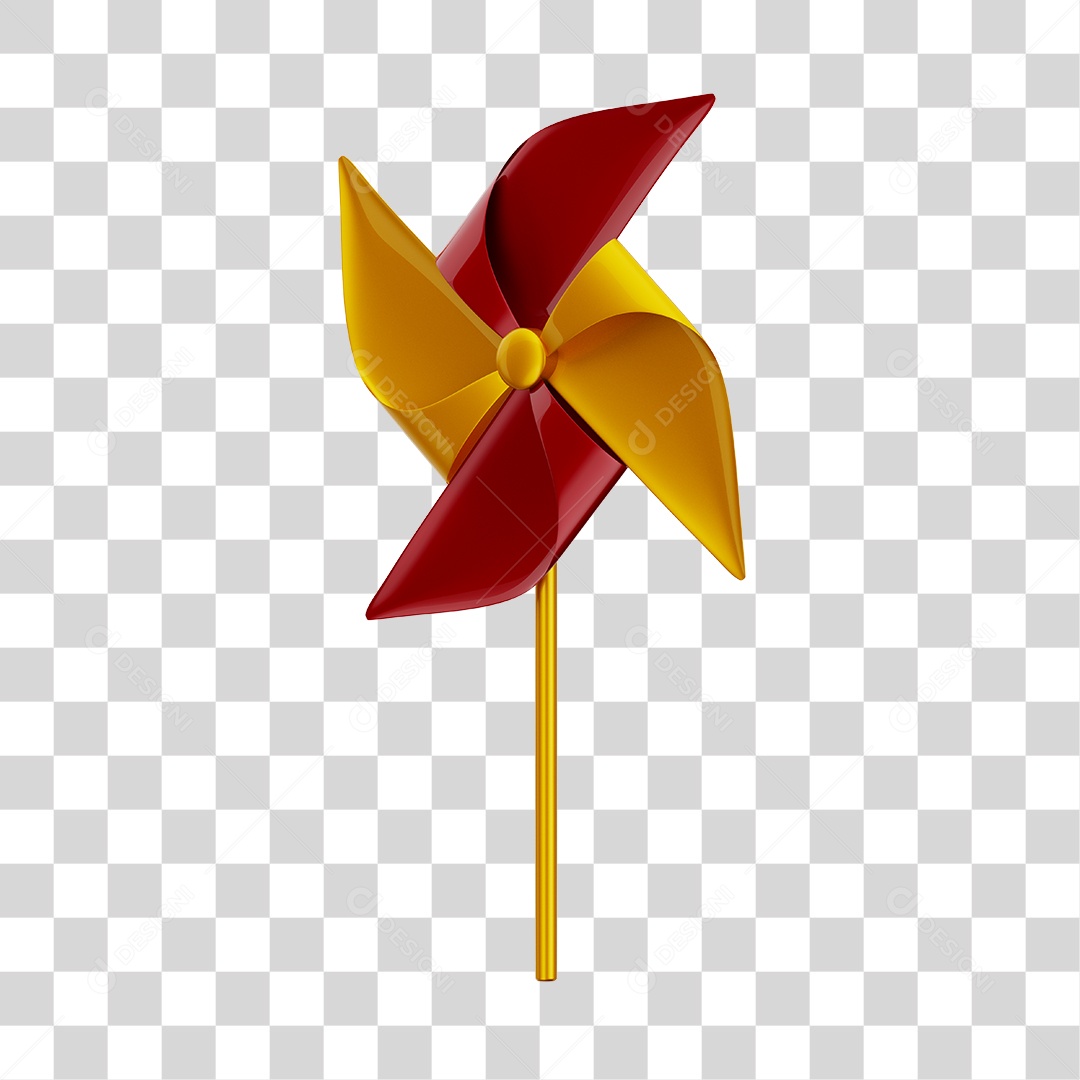 Catavento Colorido Brinquedo Infantil Elemento 3D PNG