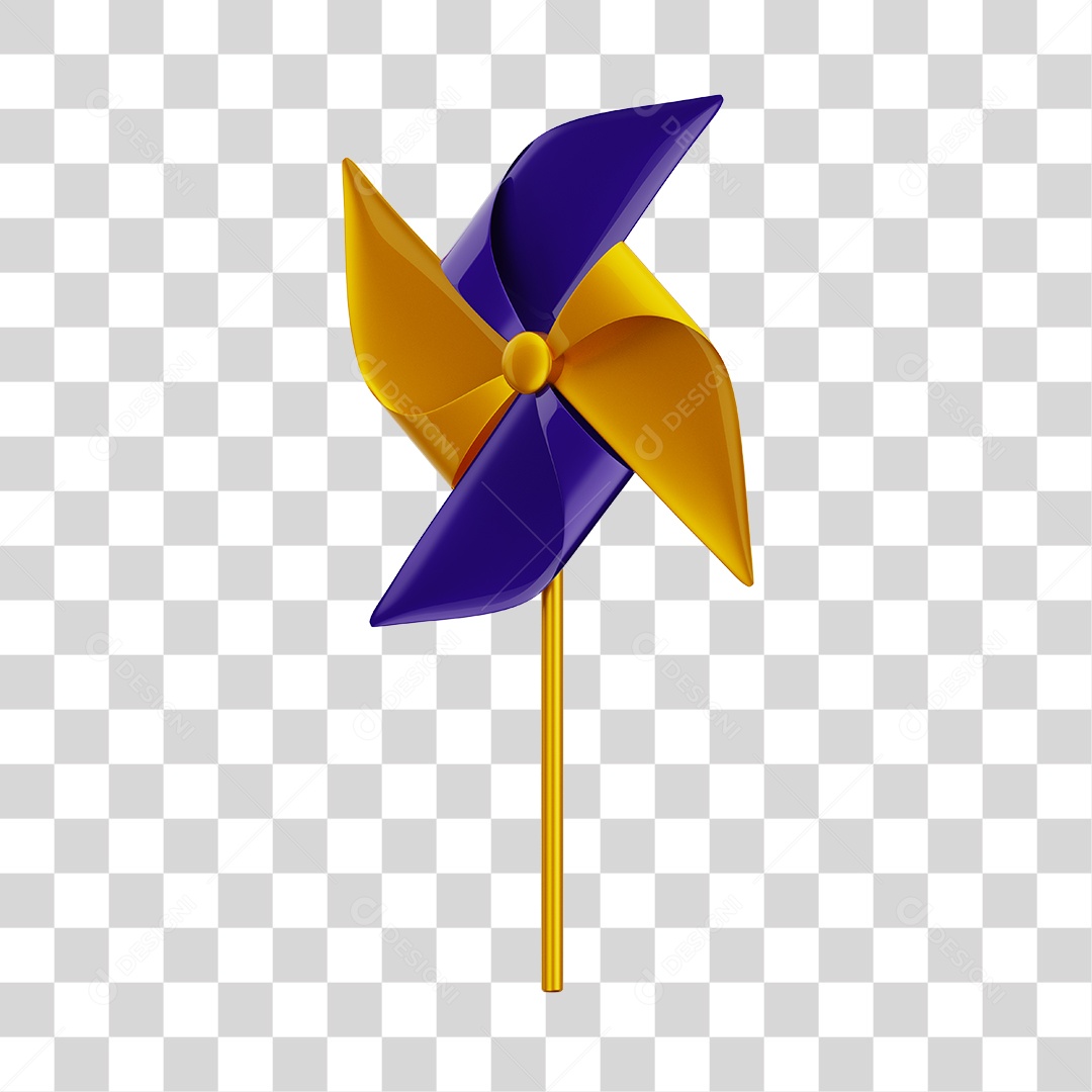 Catavento Colorido Brinquedo Infantil Elemento 3D PNG